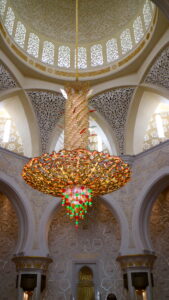 Colorful chandelier in the Grand Mosque